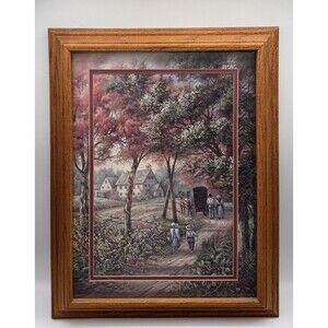 Carl Valente Evening Shadows Signed Print Picture 19x15 Wood Framed